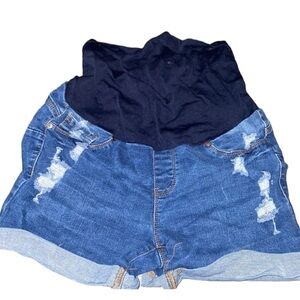 Blue Savvy Maternity Wear for Pregnancy Pregnant Women Full Panel Jean Shorts